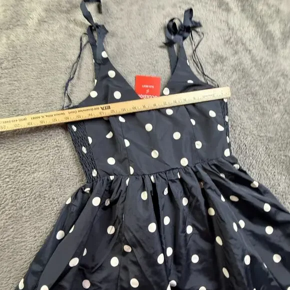 Old Navy S Petite Womens Polka Dot Dress Blue White Tie Shoulder Summer Short - Picture 5 of 7